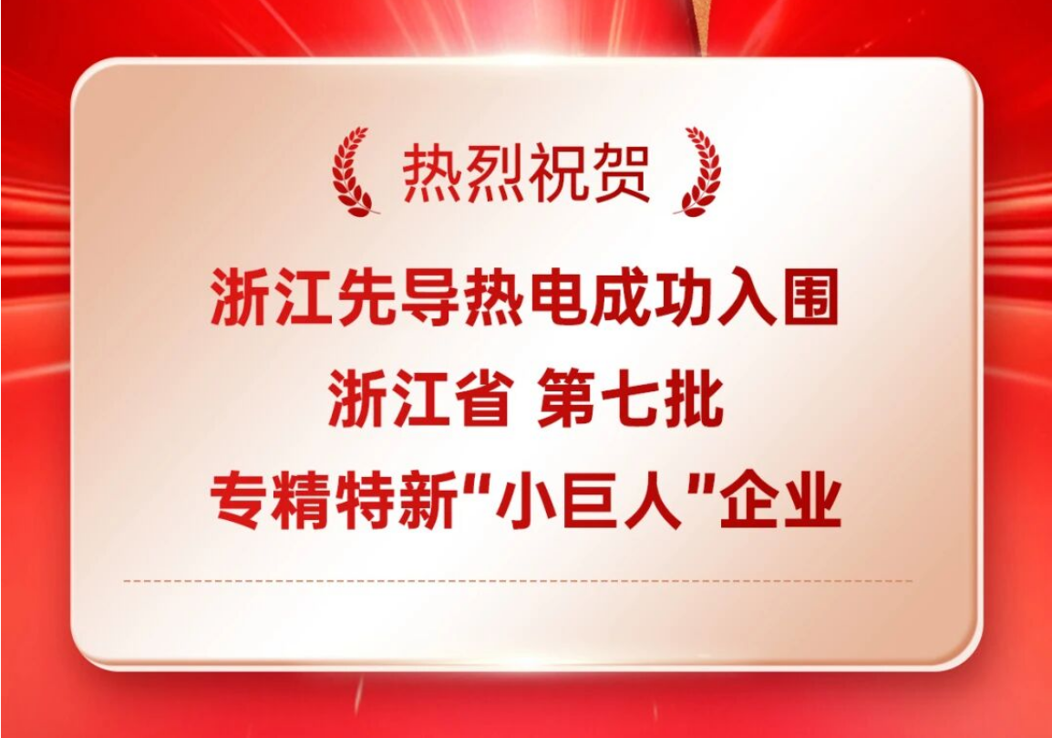 热烈祝贺浙江先导热电入围浙江省第七批专精特新“小巨人”企业！